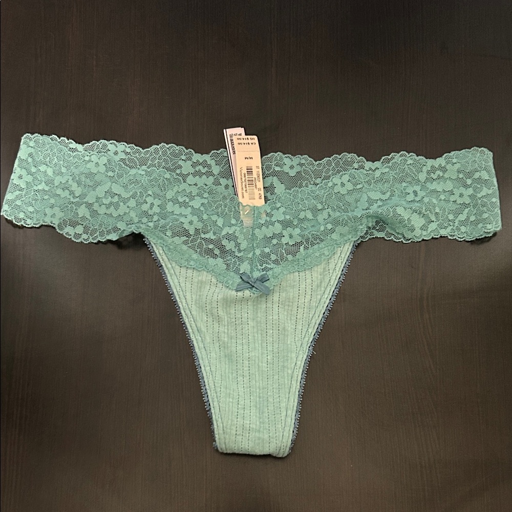 Victoria's Secret Aqua Lace Thong